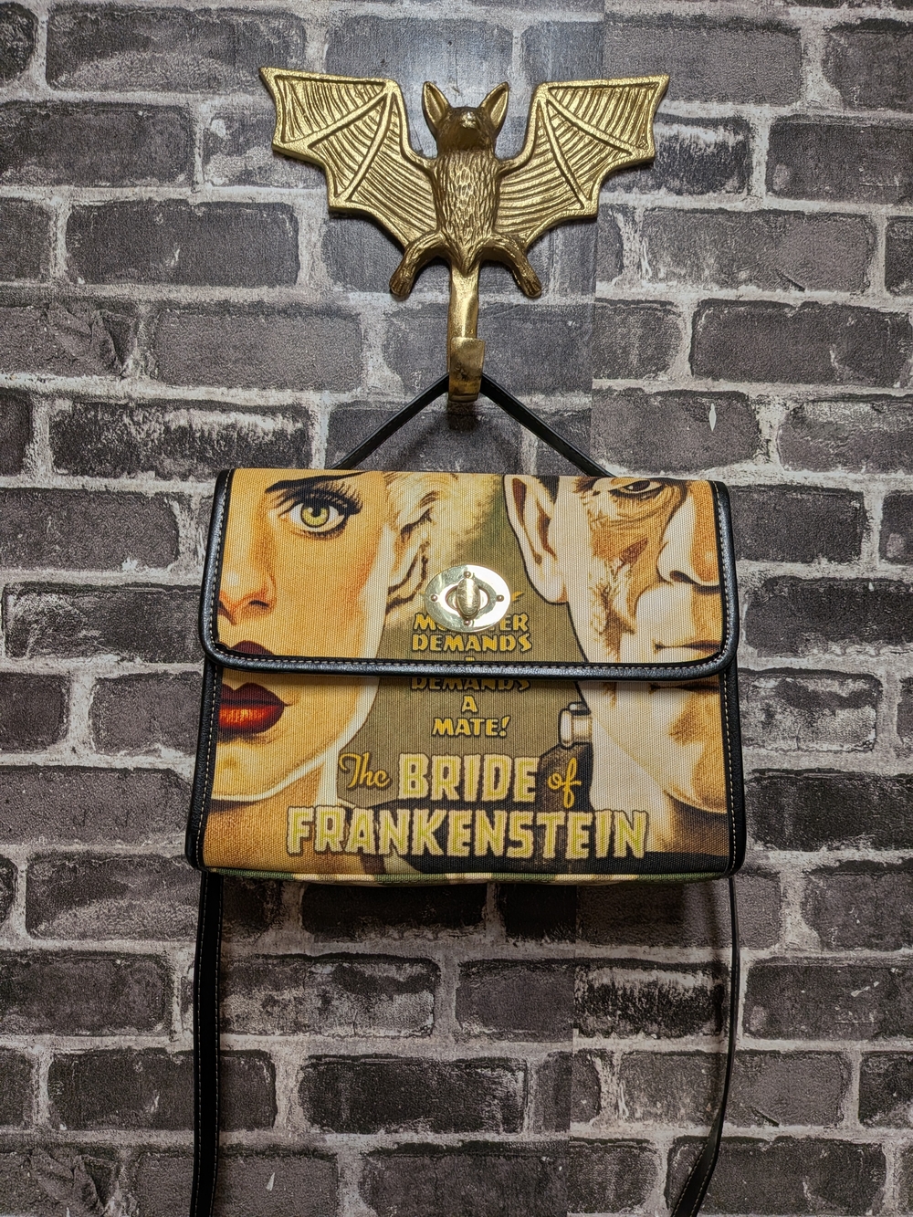 The Bride of Frankenstein Graphic Crossbody Bag - Black/Multicolor